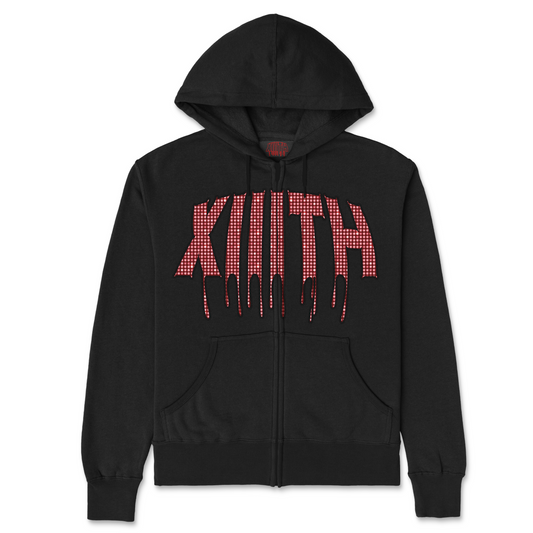 RHINESTONE LOGO ZIP UP HOODIE