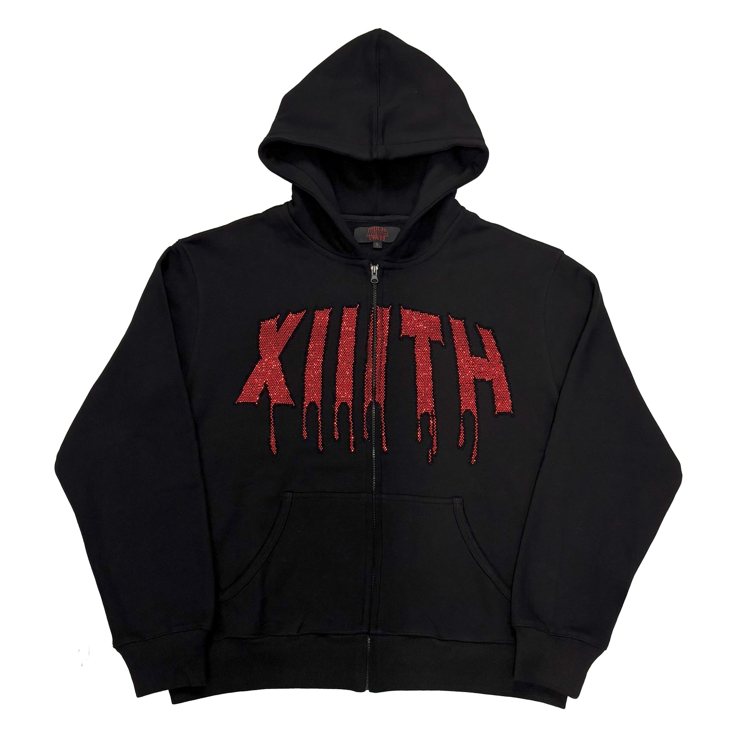 RHINESTONE LOGO ZIP UP HOODIE
