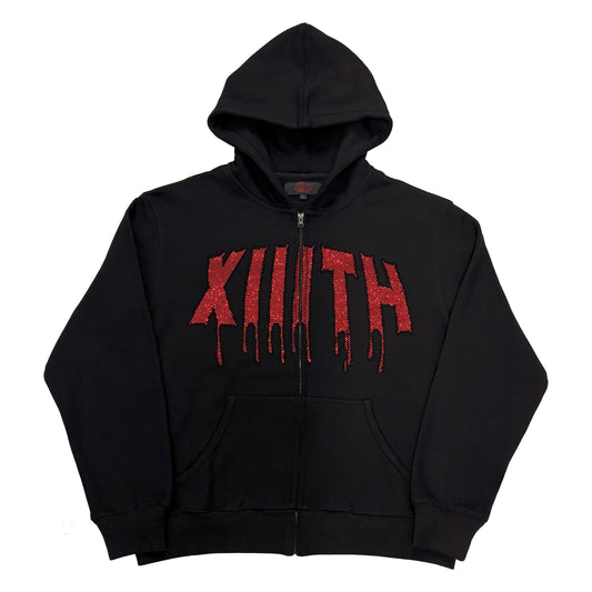 RHINESTONE LOGO ZIP UP HOODIE